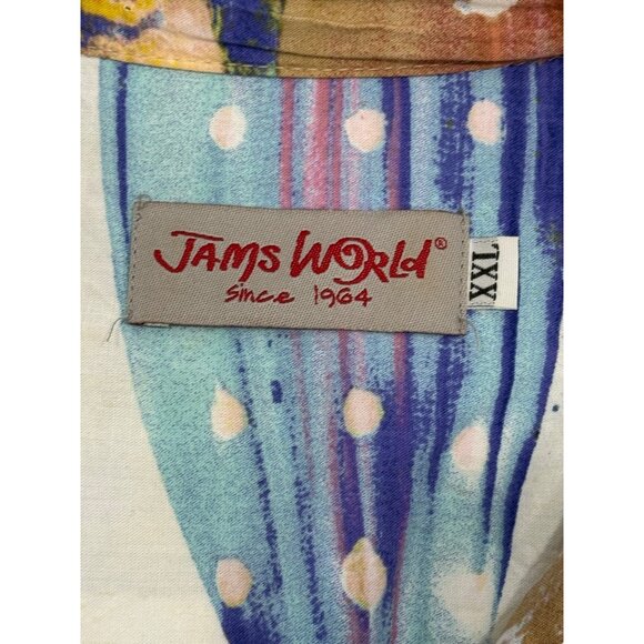Jams World Facade Top Button-Up Colorful Hawaiian Shirt Short Sleeve Womens XXL - Picture 4 of 7